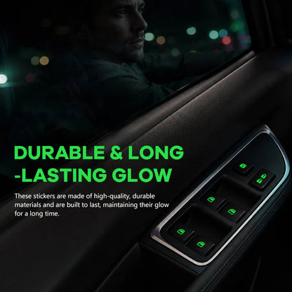 💡Car Window Lift Switch Luminous Stickers - Colorful Night Glow Warning Button Decal
