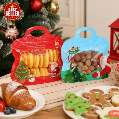 💖🎁Easy Fill, Easy Seal🎄 Festive Self-Seal Treat Bags – Santa & Snowman Print | Resealable, Food-Safe & Perfect for Cookies, Chocolates & Little Gifts 🎅⛄
