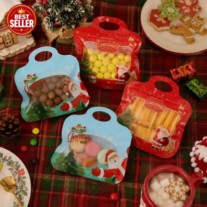 💖🎁Easy Fill, Easy Seal🎄 Festive Self-Seal Treat Bags – Santa & Snowman Print | Resealable, Food-Safe & Perfect for Cookies, Chocolates & Little Gifts 🎅⛄