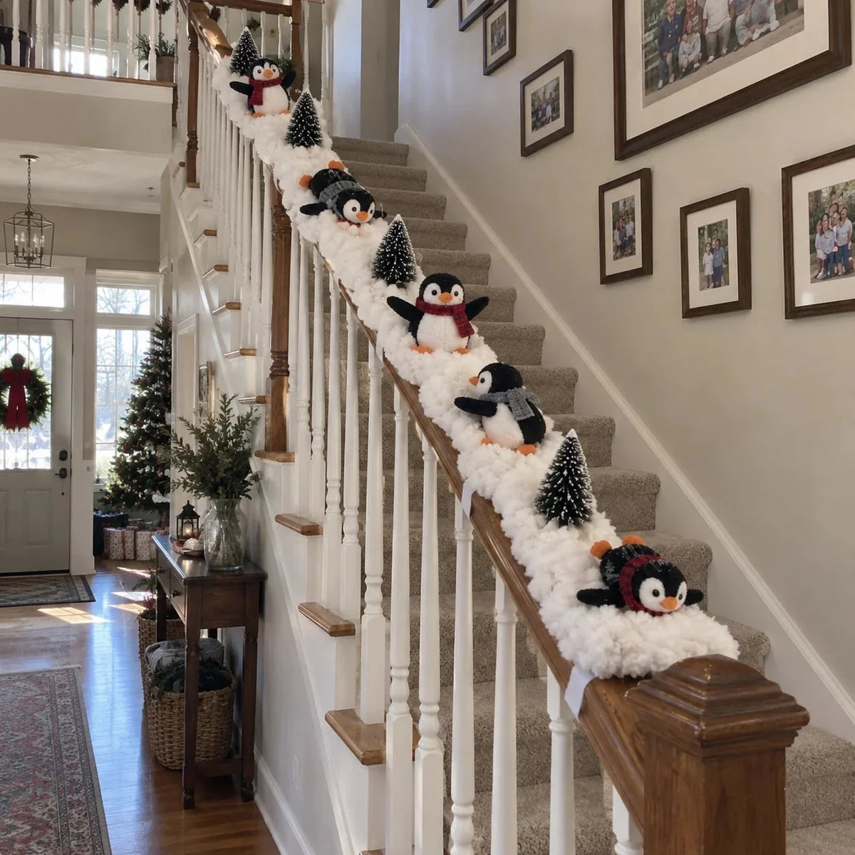 🔥Playful Penguin Snowy Stair Railing Decor