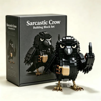 🐦‍⬛ Sarcastic Coffee Crow™ Building Block Set – Funny Do Not Disturb Desk Decor