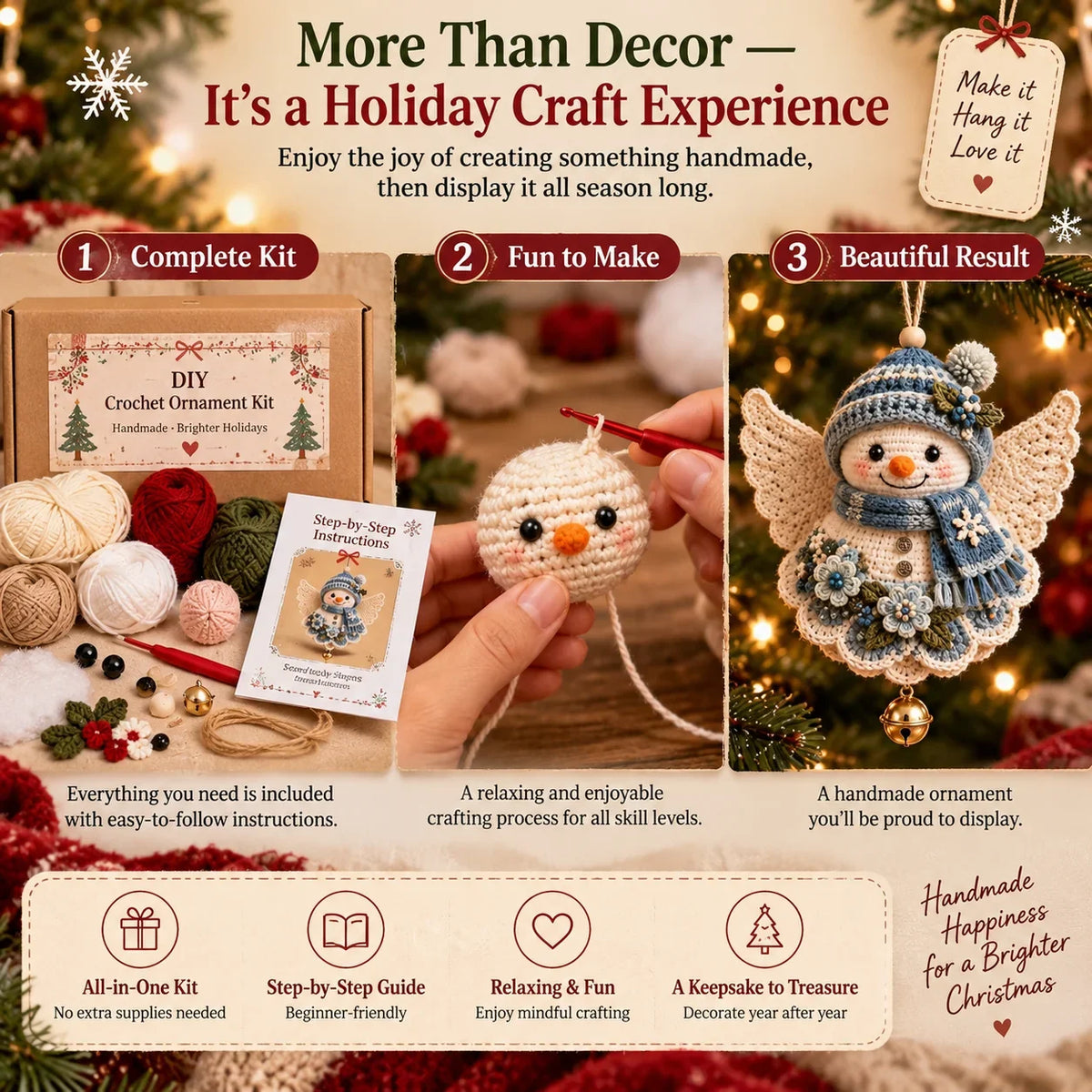 🎄 Diy Crochet Christmas Angel Ornament Kit – Make, Hang & Treasure✨