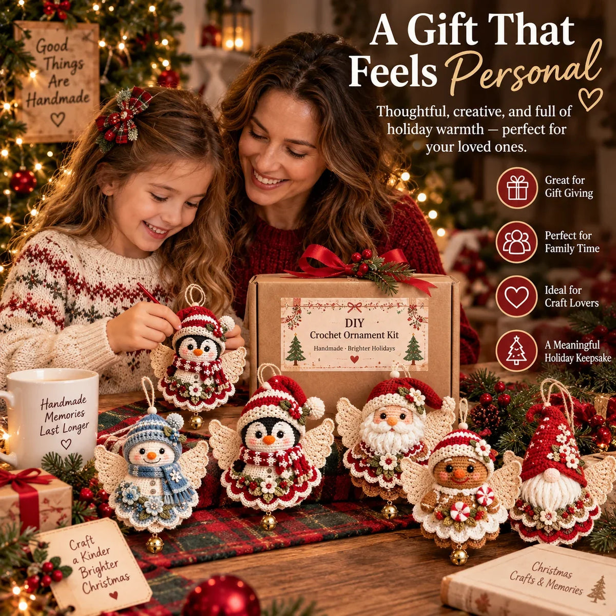 🎄 Diy Crochet Christmas Angel Ornament Kit – Make, Hang & Treasure✨