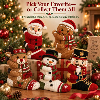 🎄3D Hugging Christmas Socks – Cute Knit Holiday Socks, 5 Festive Designs