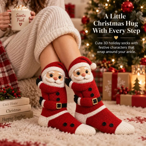 🎄3D Hugging Christmas Socks – Cute Knit Holiday Socks, 5 Festive Designs