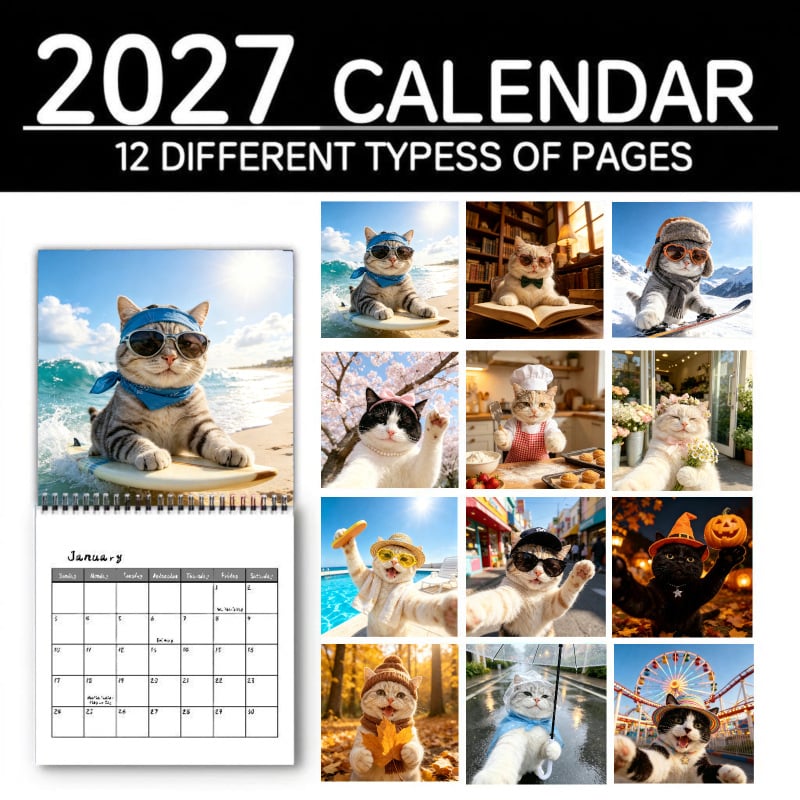 🐱 Selfie Cat Around the World 2027 Calendar – 12 Months of Funny Cat Selfies & Global Travel Adventures