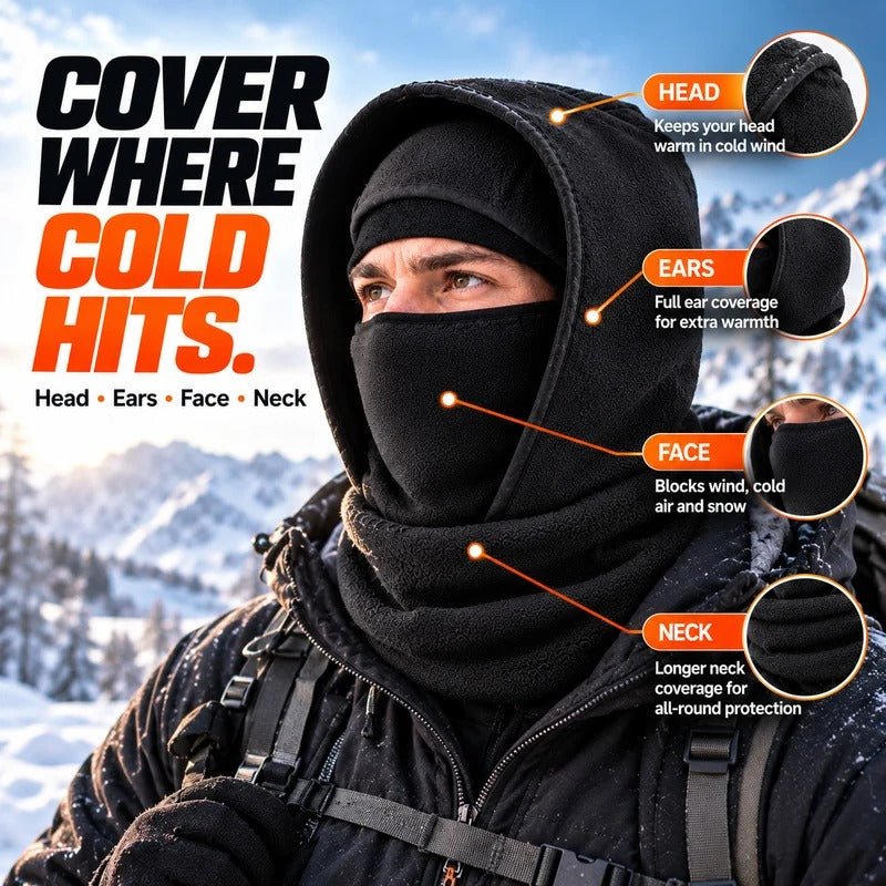 All-in-One Fleece Balaclava Hood for Winter – Windproof Face & Neck Warmer