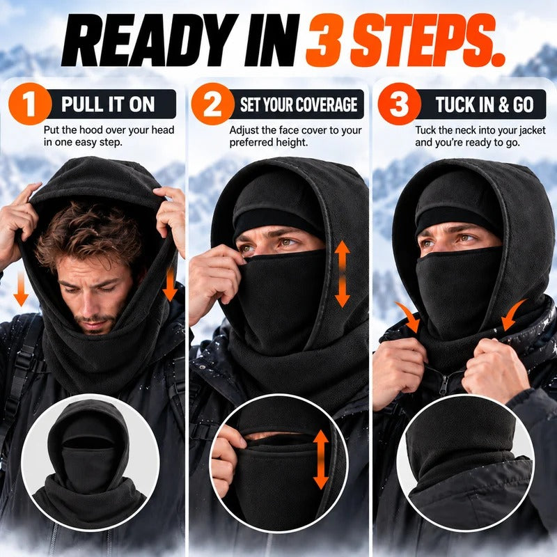 All-in-One Fleece Balaclava Hood for Winter – Windproof Face & Neck Warmer
