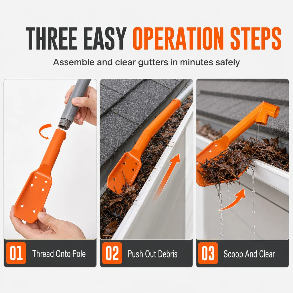 🔧✨ No-Climb Gutter Cleaning Tool