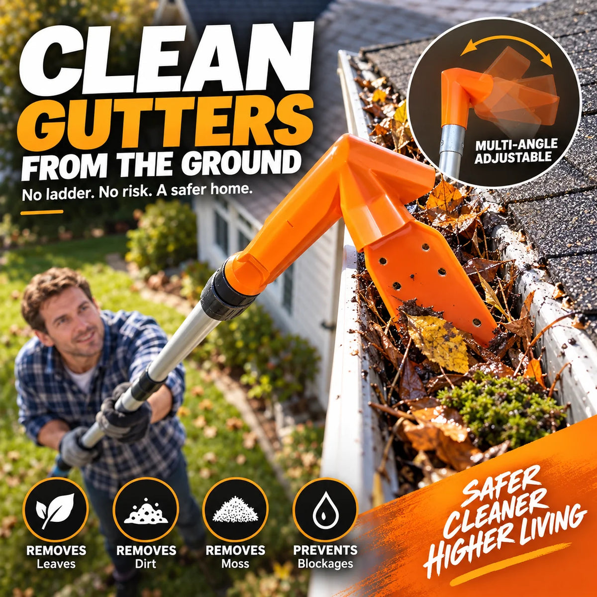 🔧✨ No-Climb Gutter Cleaning Tool