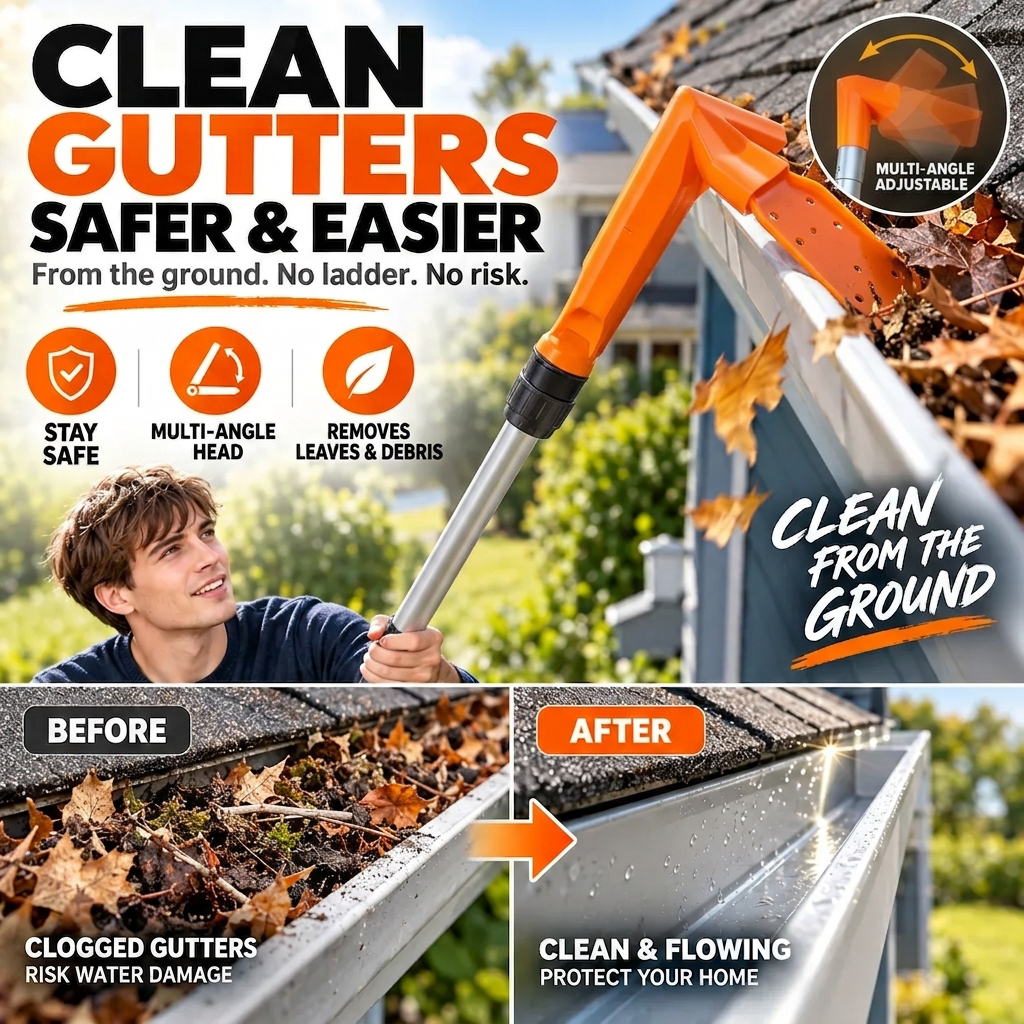 🔧✨ No-Climb Gutter Cleaning Tool