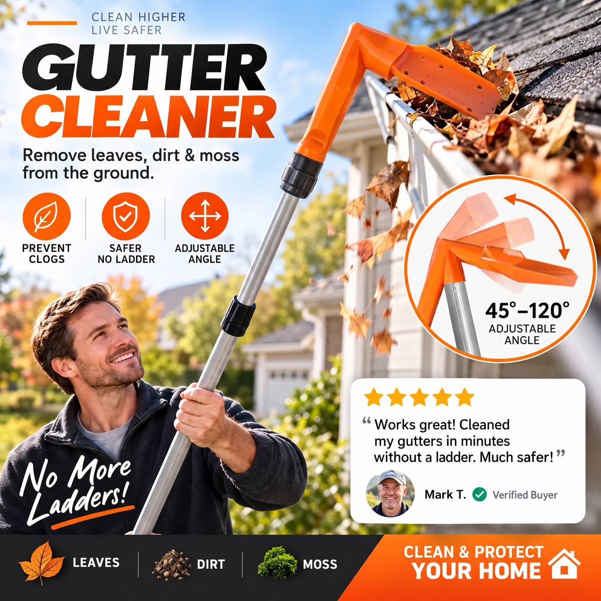 🔧✨ No-Climb Gutter Cleaning Tool