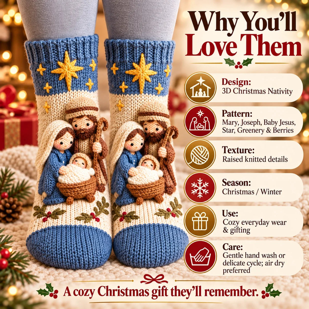 🎄3D Nativity Christmas Socks