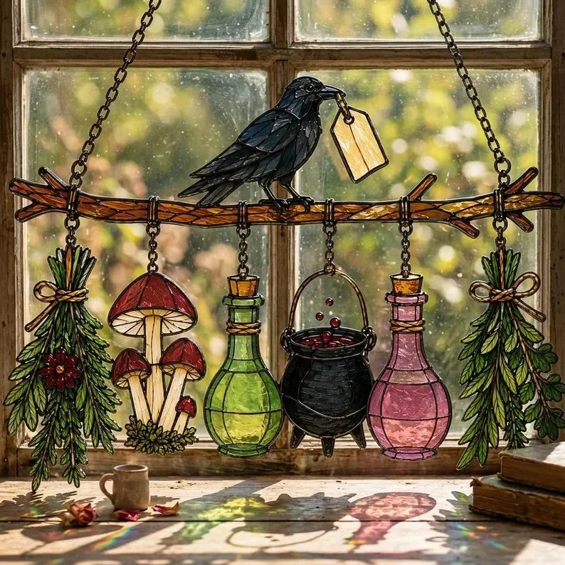 🖤 🐦‍⬛raven Witch Suncatcher