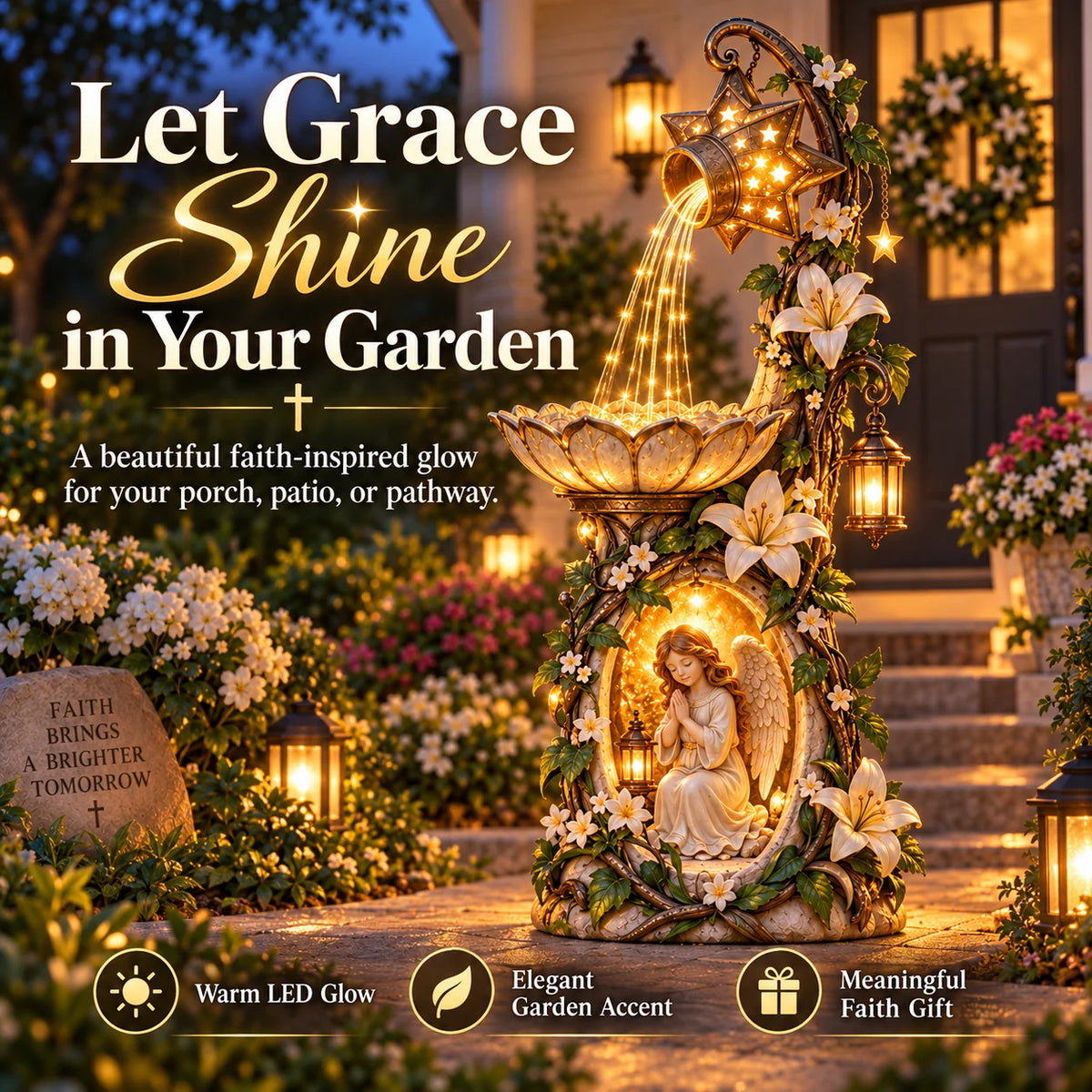 👼✨ Angel Starlight Garden Fountain – Faith-inspired Lighted Outdoor Decor