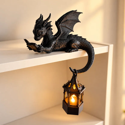 🐉reading Dragon Shelf Decor With Led Lantern
