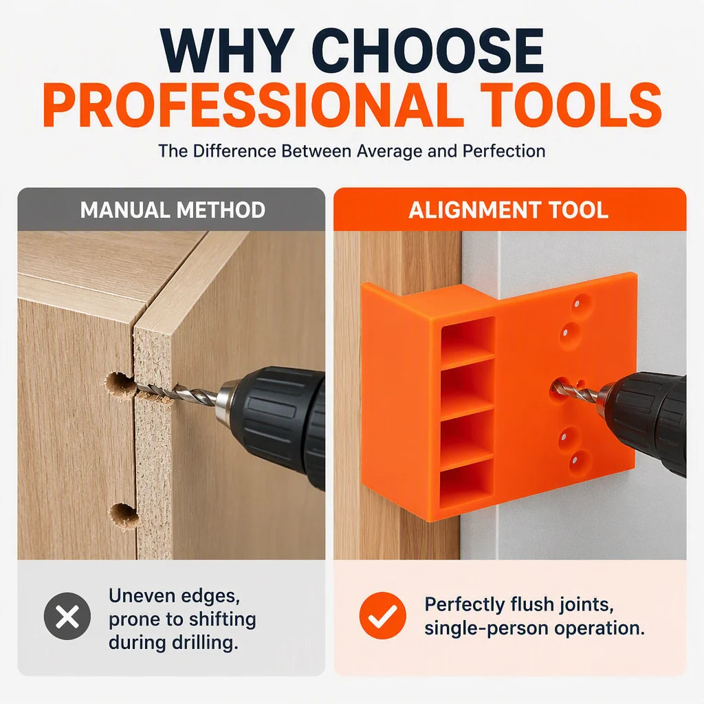 Wardrobe Cabinet Side Filler Panel Installation Locator and Stepped Positioning Plate for Precise Hole Alignment