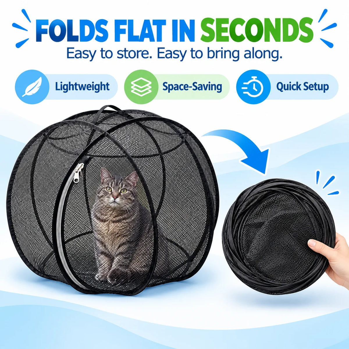 🐱 Freshair Cat Haven™ – Pop-up Mesh Playpen🌿