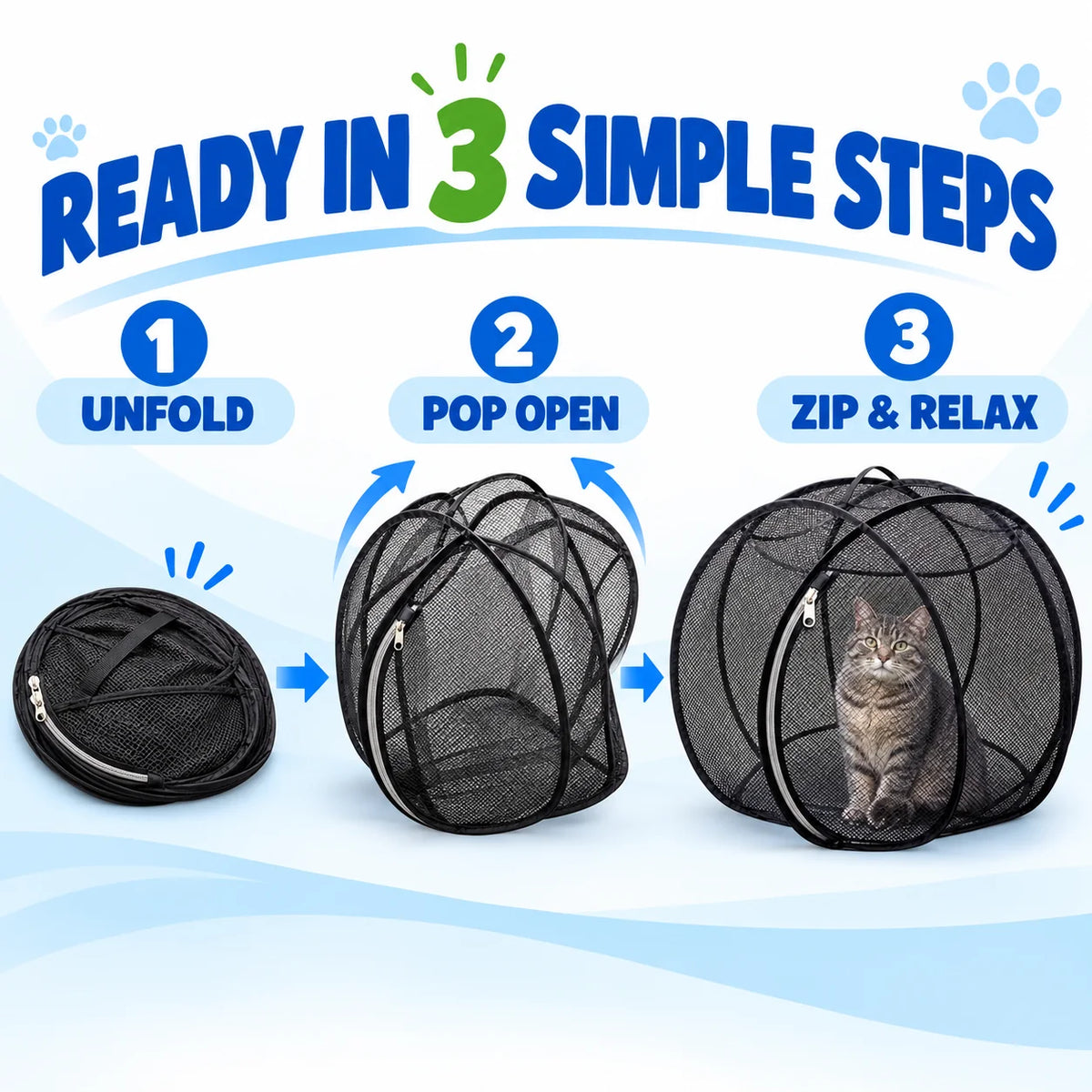 🐱 Freshair Cat Haven™ – Pop-up Mesh Playpen🌿