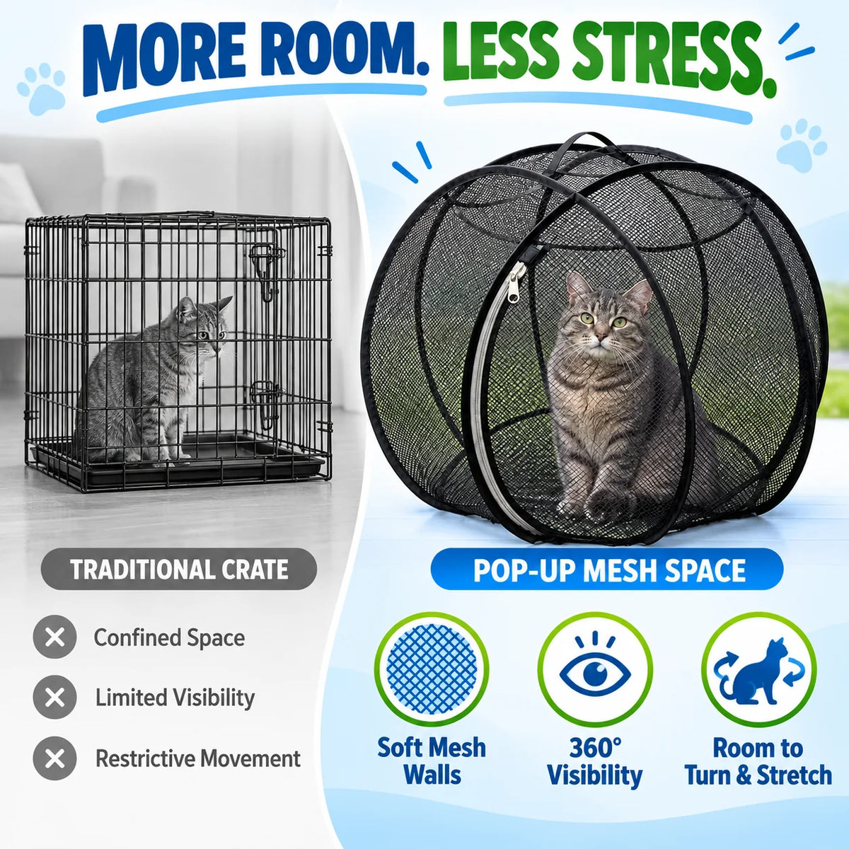 🐱 Freshair Cat Haven™ – Pop-up Mesh Playpen🌿