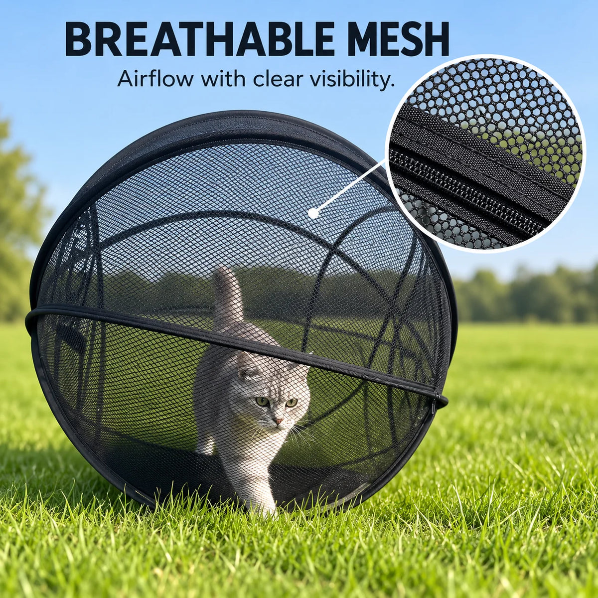 🐱 Freshair Cat Haven™ – Pop-up Mesh Playpen🌿