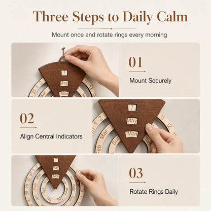 ⏰Circular Wooden Rotating Perpetual Calendar Wall Hanging Decoration