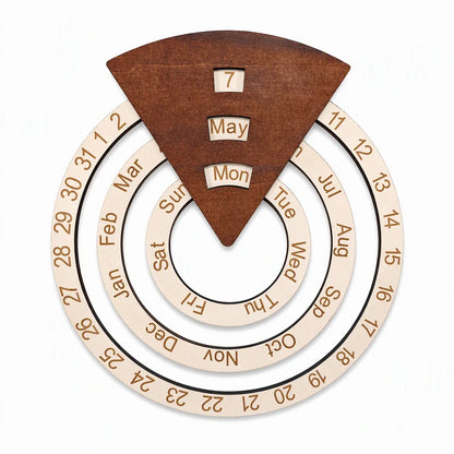 ⏰Circular Wooden Rotating Perpetual Calendar Wall Hanging Decoration