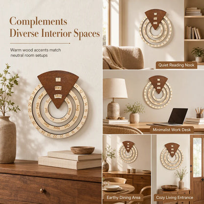 ⏰Circular Wooden Rotating Perpetual Calendar Wall Hanging Decoration