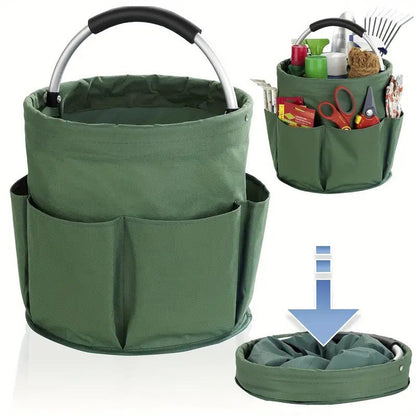 🌳 Foldable Storage Basket with Pockets – Premium fabric, easy collapse design, 28x28cm – organise garden tools, snacks & essentials. 🌟