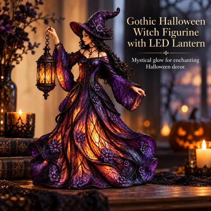 🧙‍♀️ Gotische Halloween-Hexenfigur mit LED-Laterne🎁