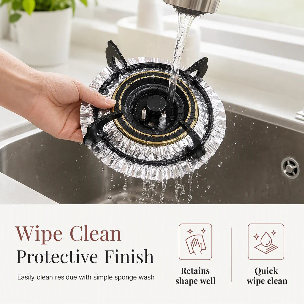 ⏳ Limited-Time Offer! ⏰ 10-Pack Heavy-Duty Foil Gas Stove Burner Liners – Keep Your Hob Clean & Protected with Deep Well Spill Capture 🍳