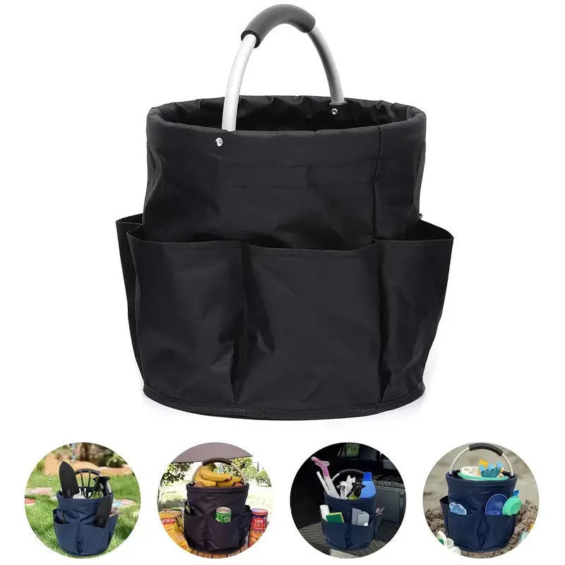 🌳 Foldable Storage Basket with Pockets – Premium fabric, easy collapse design, 28x28cm – organise garden tools, snacks & essentials. 🌟