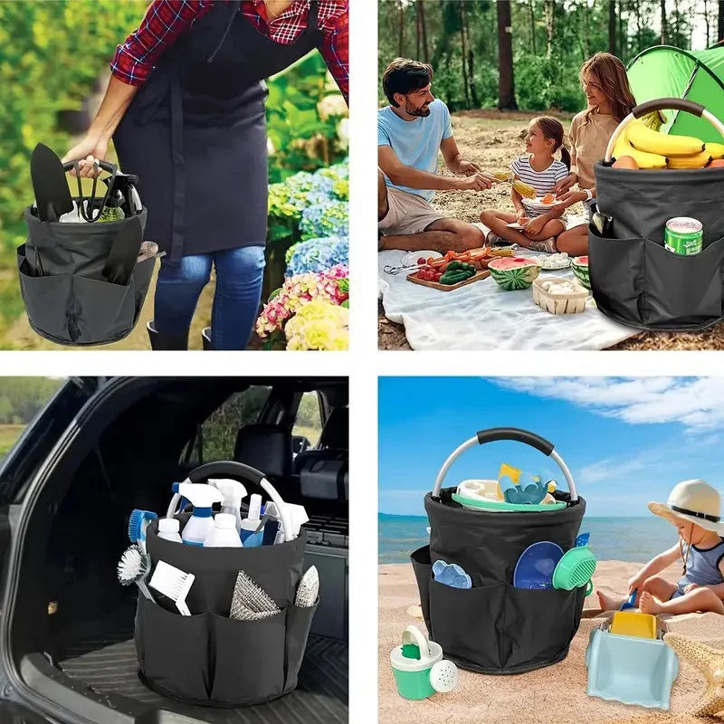 🌳 Foldable Storage Basket with Pockets – Premium fabric, easy collapse design, 28x28cm – organise garden tools, snacks & essentials. 🌟