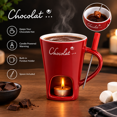 Ceramic Chocolate Fondue Mug With Tealight Warmer