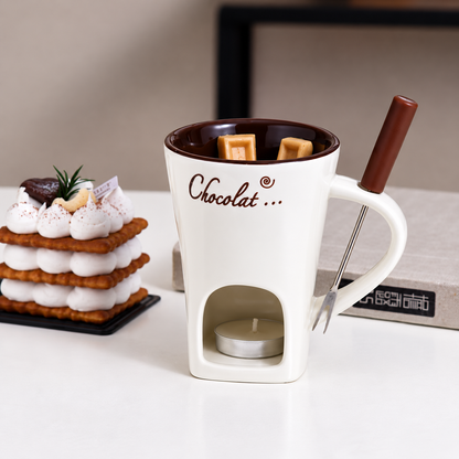 Ceramic Chocolate Fondue Mug With Tealight Warmer