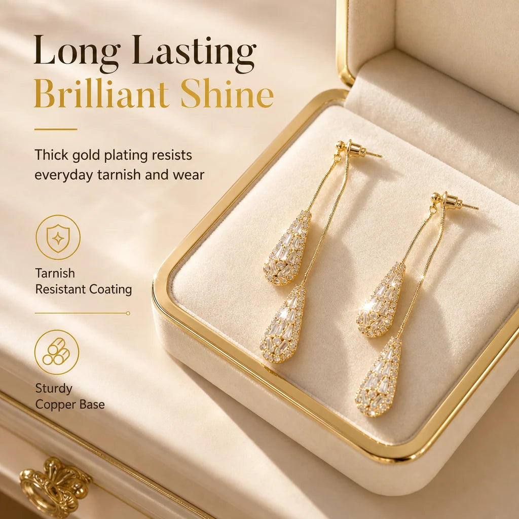Women's Gold Plated Elegant Drop Earrings👂❣️