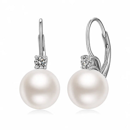 Elegant Faux Pearl and Cubic Zirconia Drop Earrings🤍👂