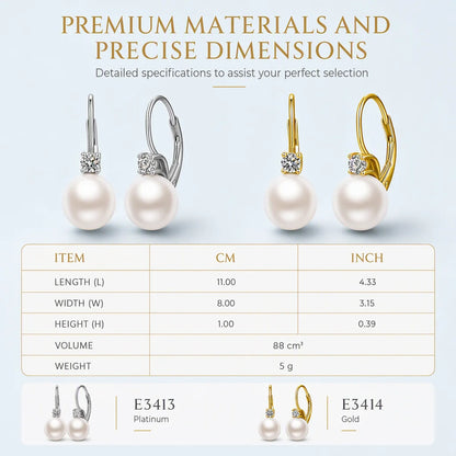 Elegant Faux Pearl and Cubic Zirconia Drop Earrings🤍👂