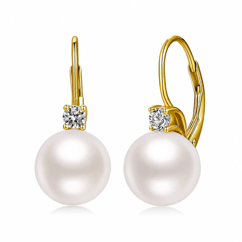 Elegant Faux Pearl and Cubic Zirconia Drop Earrings🤍👂