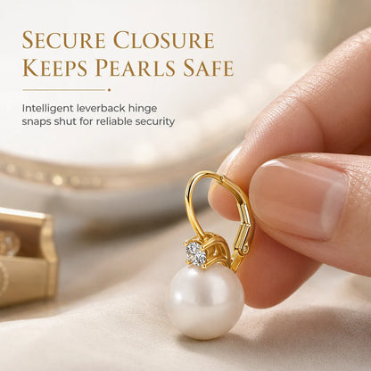 Elegant Faux Pearl and Cubic Zirconia Drop Earrings🤍👂