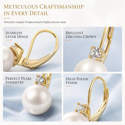 Elegant Faux Pearl and Cubic Zirconia Drop Earrings🤍👂