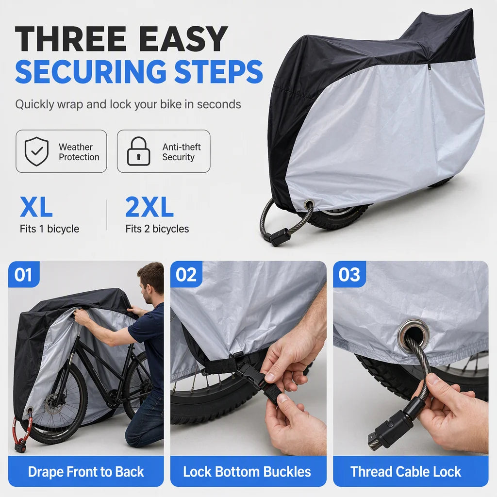 ⏰waterproof And Dustproof 190t Bicycle Cover For Outdoor Bike Protection🚴