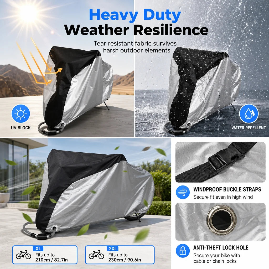 ⏰waterproof And Dustproof 190t Bicycle Cover For Outdoor Bike Protection🚴