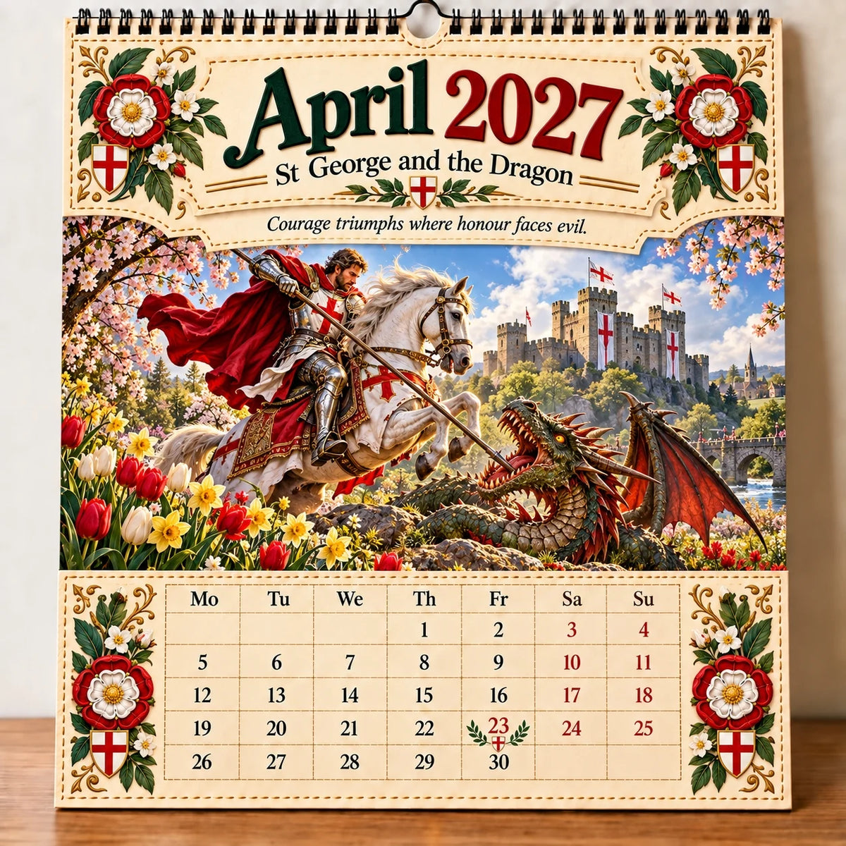 🗡️🐉 - 2027 England St George “faith, Courage & Protection” Wall Calendar