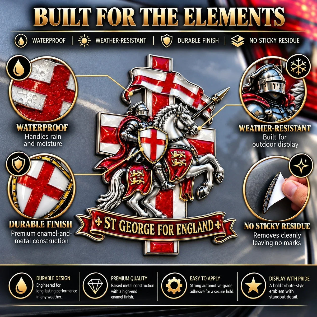 🛡️ “st George For England” Protection & Blessing Commemorative Metal Car Emblem🛡️