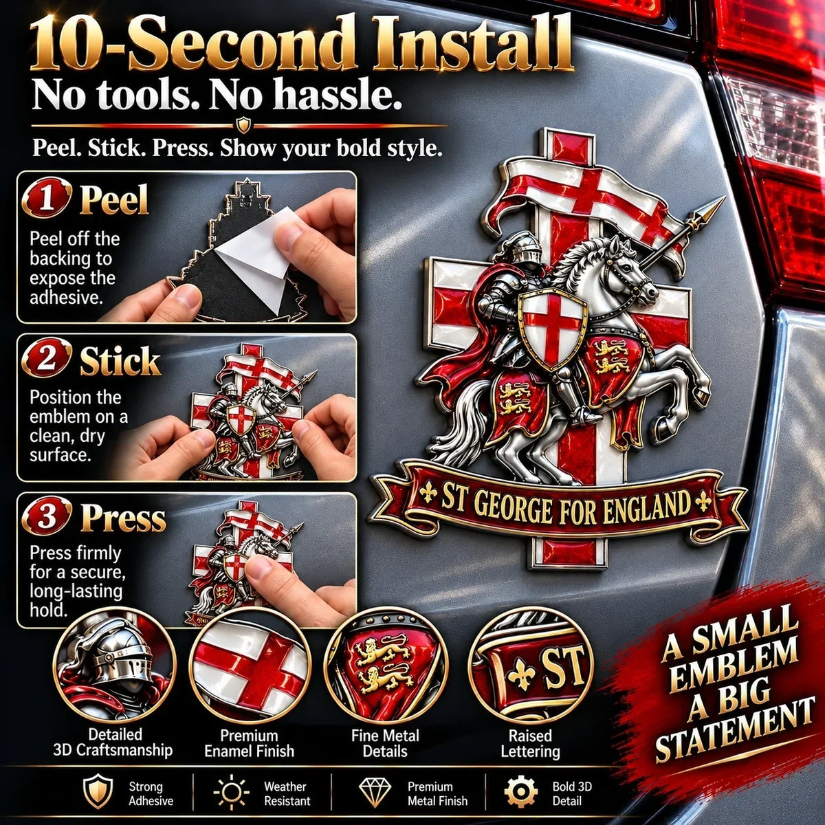 🛡️ “st George For England” Protection & Blessing Commemorative Metal Car Emblem🛡️