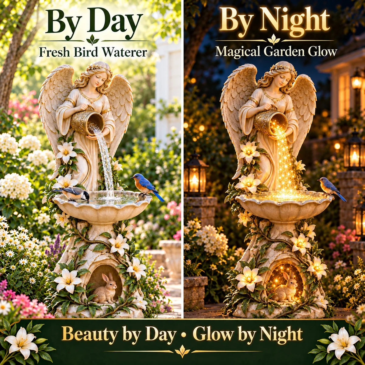 ✨☀️ Solar Angel Starlight Bird Waterer🪽 – Lighted Garden Birdbath & Outdoor Decor
