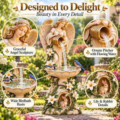 ✨☀️ Solar Angel Starlight Bird Waterer🪽 – Lighted Garden Birdbath & Outdoor Decor