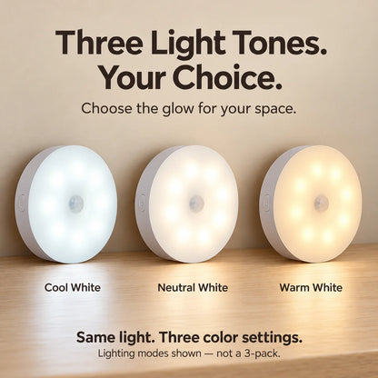 Rechargeable Motion Sensor Night Light – Magnetic Mount & 3 Light Colors