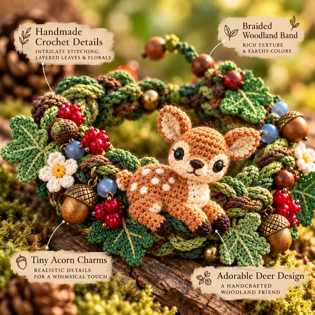 🌿 Woodland Wrist Friends – Handmade 3d Crochet Animal Bracelet Collection🧶